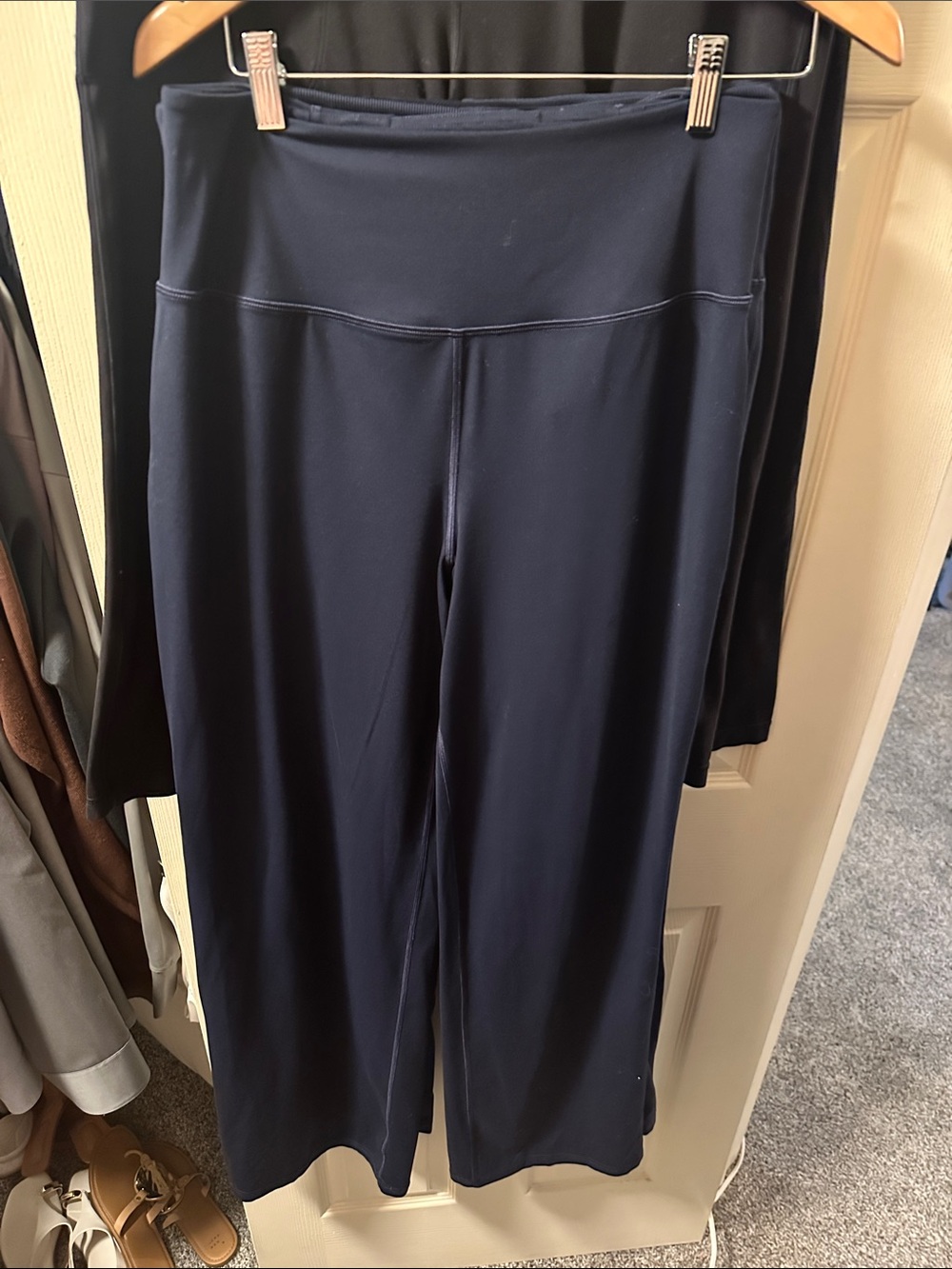 Athleta Navy High-Rise Wide-Leg Ponte Pants